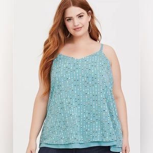 Torrid Sophie Turquoise Arrow Challis Layered Swing Cami